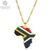 Golden Color Stainless Steel Hip-hop Africa Map Pendant Necklace