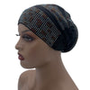 Women's Pleated Turban Cap with Padded Diamonds Design Elastic Headscarf