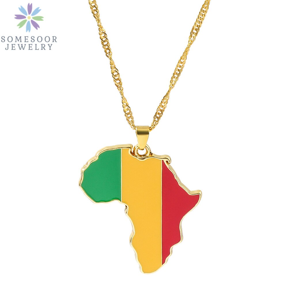 Golden Color Stainless Steel Hip-hop Africa Map Pendant Necklace