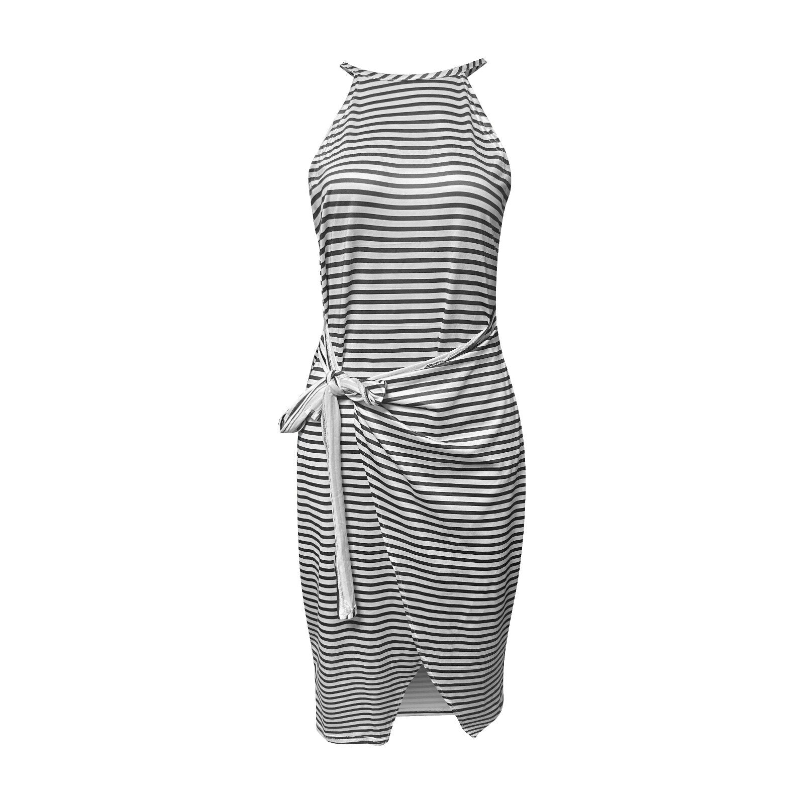 Women's Casual Summer Sleeveless Dresses Striped O Neck Sundress - Afro Fashion Hive