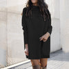 Women's Autumn Solid Long Sleeve Oversized Knitted Turtleneck Dress - Afro Fashion Hive