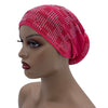 Women's Pleated Turban Cap with Padded Diamonds Design Elastic Headscarf