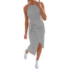 Women's Casual Summer Sleeveless Dresses Striped O Neck Sundress - Afro Fashion Hive