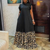 Women's Long African Leopard Print Patchwork Robes Maxi Dress - Afro Fashion Hive