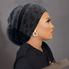 Women's Pleated Turban Cap with Padded Diamonds Design Elastic Headscarf