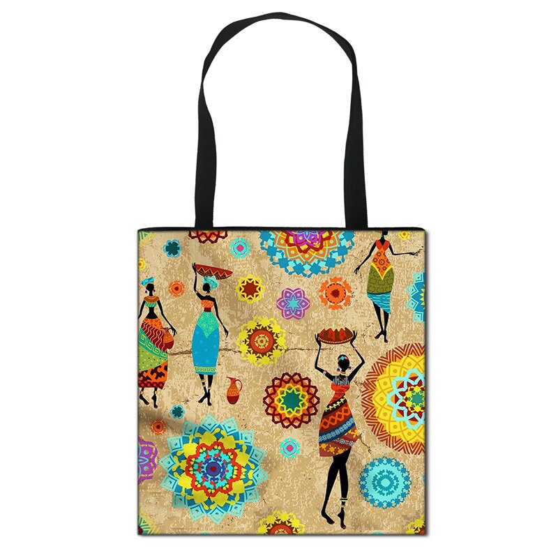 Women'S African Style Canvas Tote Traditional Printing Top-Handle Bag - Afro Fashion Hive