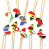 Men Women Snake Chain Africa Map Flag Pendant Necklace