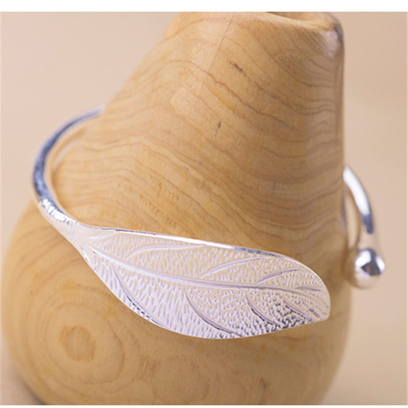 Silver Plated Leaf Charm Adjustable Bracelets & Bangles For Women - Afro Fashion Hive