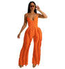 Women'S Spaghetti Straps Padded Bodysuit Top Tassel Wide Leg Pants - Afro Fashion Hive