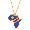 Golden Color Stainless Steel Hip-hop Africa Map Pendant Necklace