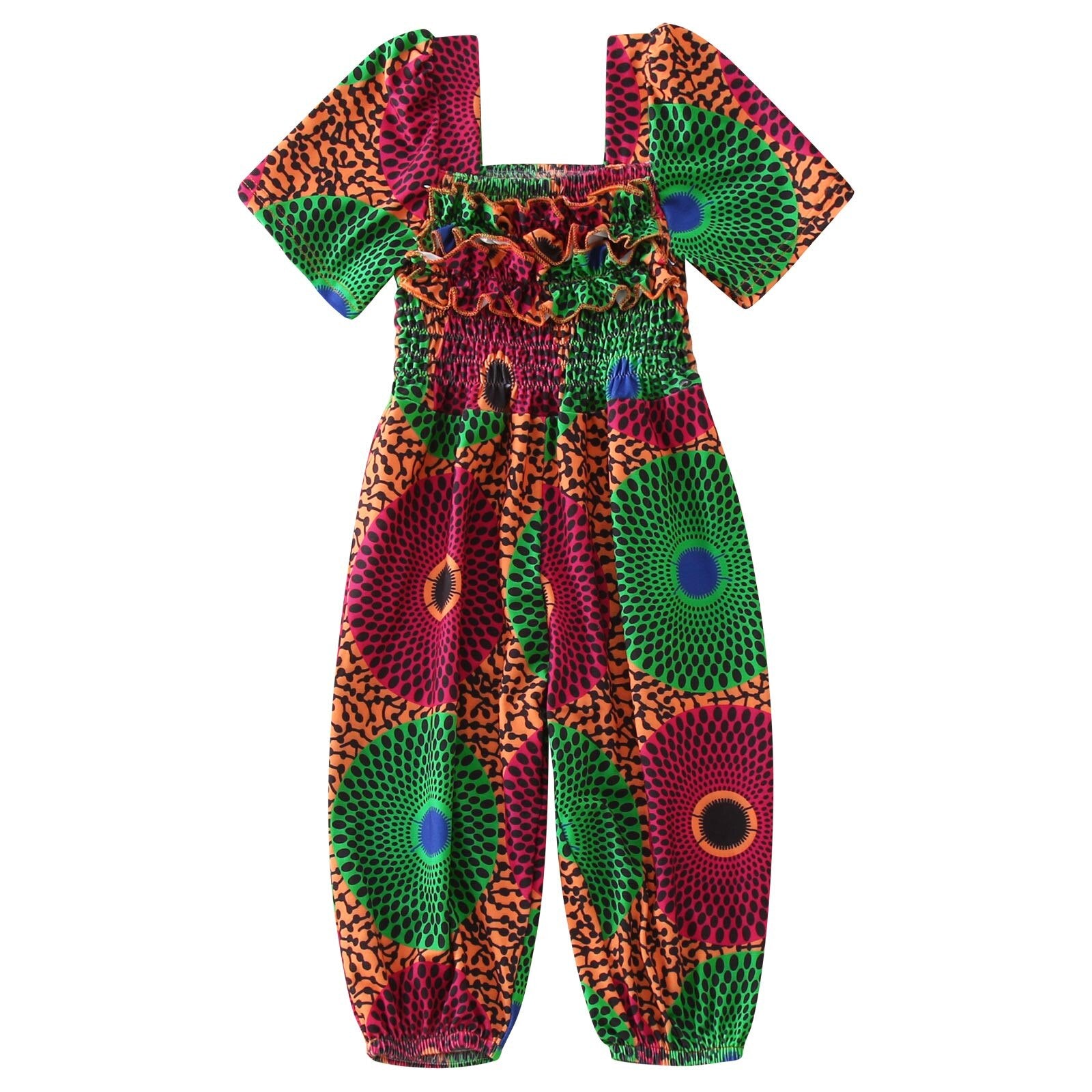 Kid's Summer African Print Romper Bohemian Jumpsuit Dress - Afro Fashion Hive