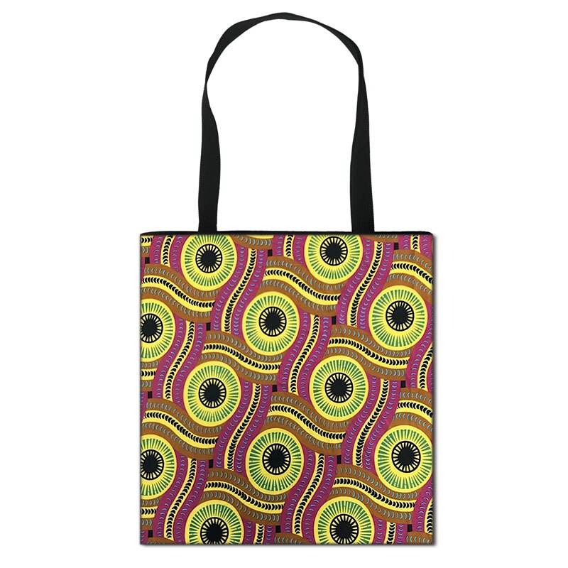 Women'S African Style Canvas Tote Traditional Printing Top-Handle Bag - Afro Fashion Hive