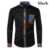 African Patchwork Pocket Print Ankara Style Long Sleeve Men's Shirt - Afro Fashion Hive