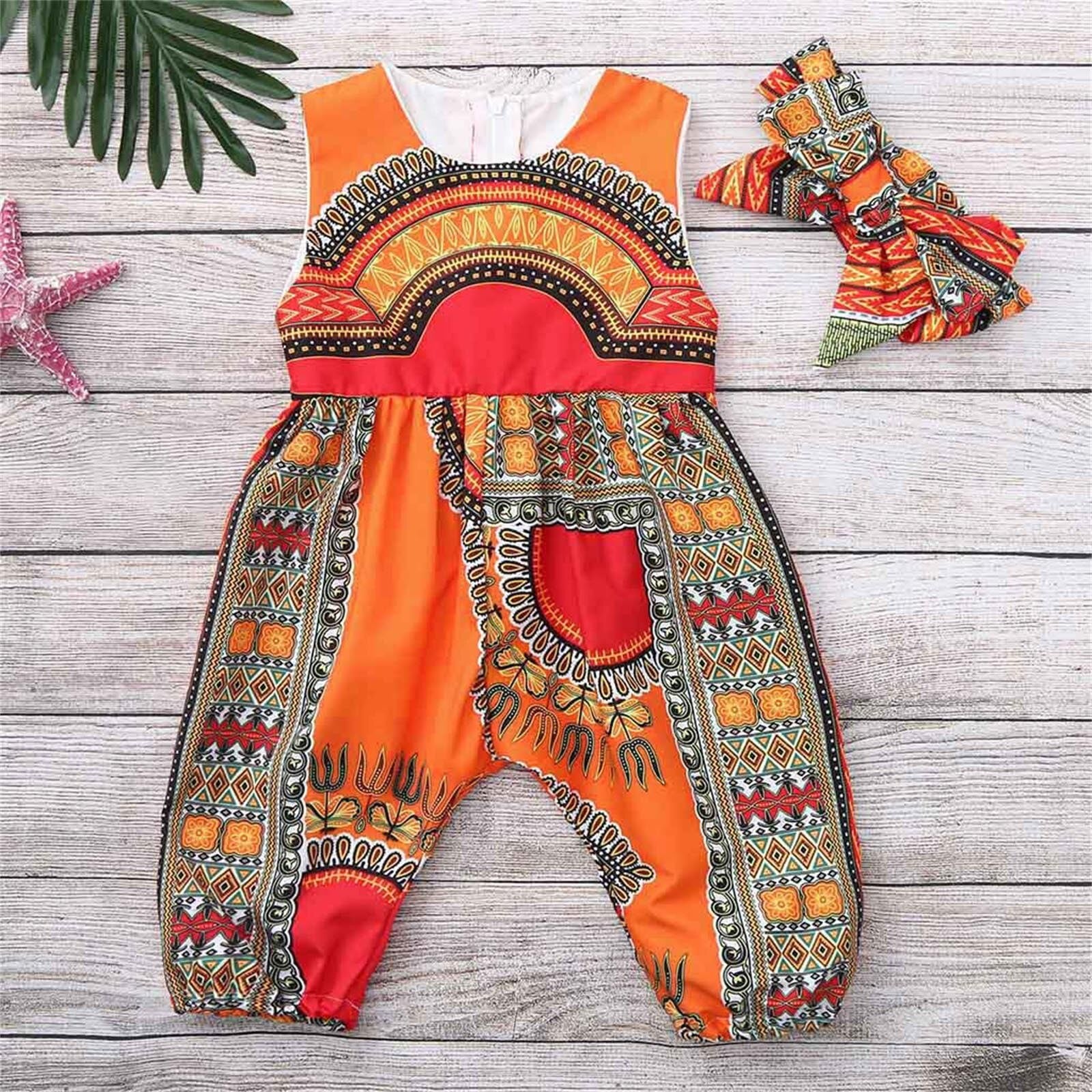 Baby Girls Dashiki Fashion Print Romper Summer African Dress - Afro Fashion Hive