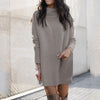 Women's Autumn Solid Long Sleeve Oversized Knitted Turtleneck Dress - Afro Fashion Hive