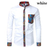 African Patchwork Pocket Print Ankara Style Long Sleeve Men's Shirt - Afro Fashion Hive