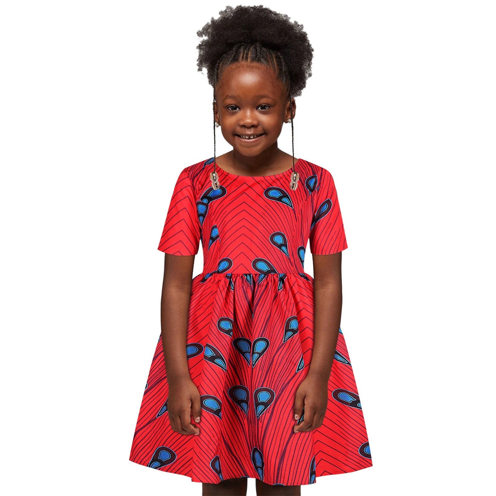 Girl Ankara Princess African Dashiki Traditional Style Short Sleeve Dress - Afro Fashion Hive