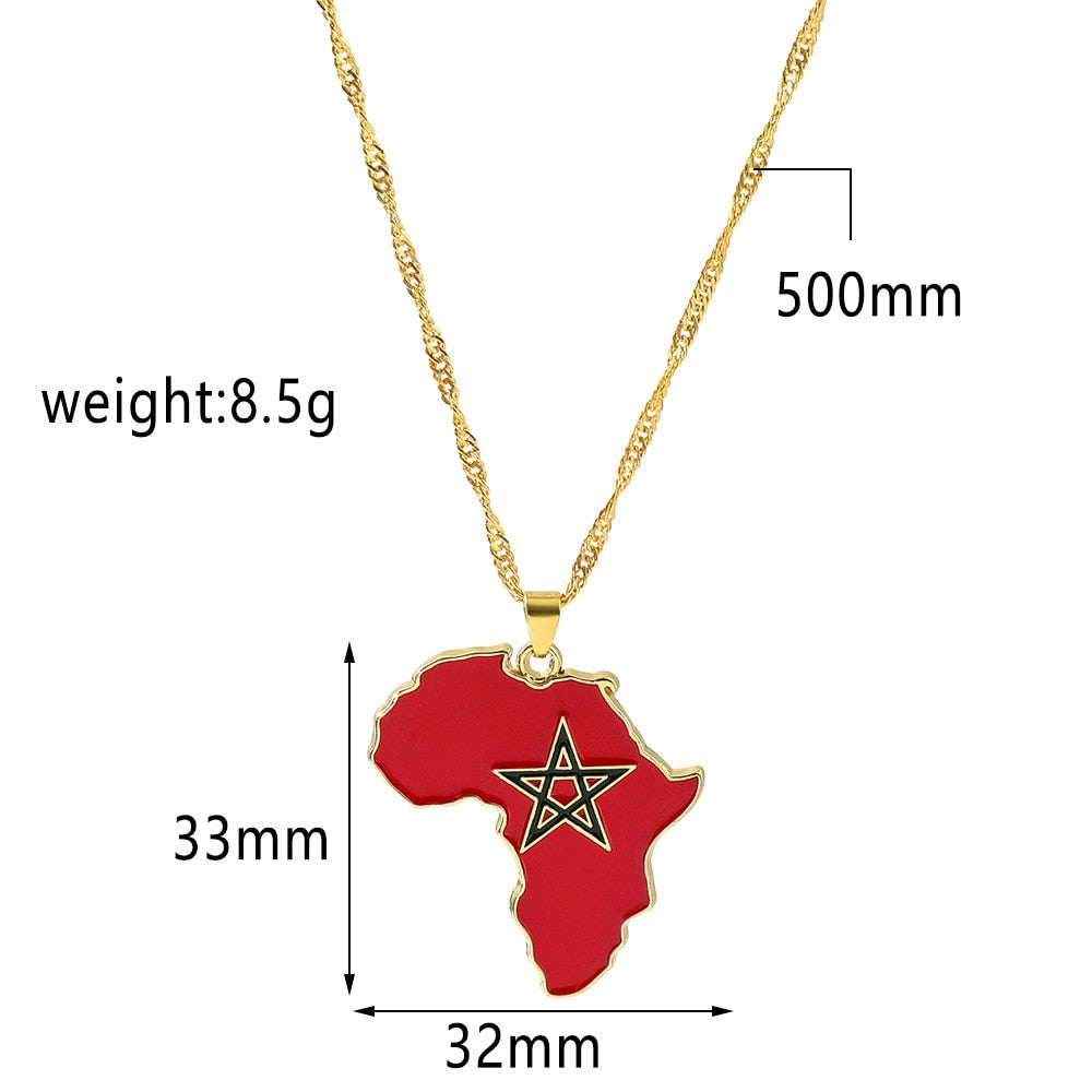 Golden Color Stainless Steel Hip-hop Africa Map Pendant Necklace