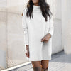 Women's Autumn Solid Long Sleeve Oversized Knitted Turtleneck Dress - Afro Fashion Hive