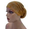 Women's Pleated Turban Cap with Padded Diamonds Design Elastic Headscarf