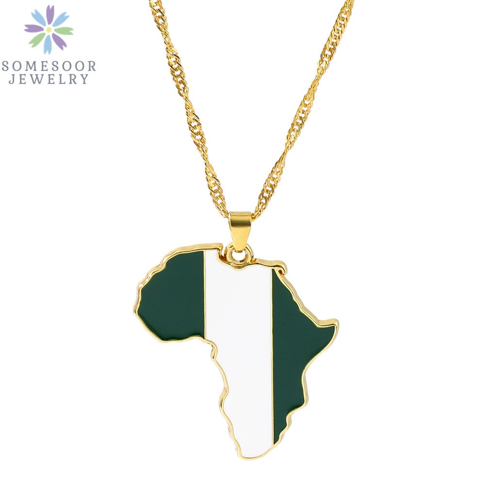 Golden Color Stainless Steel Hip-hop Africa Map Pendant Necklace