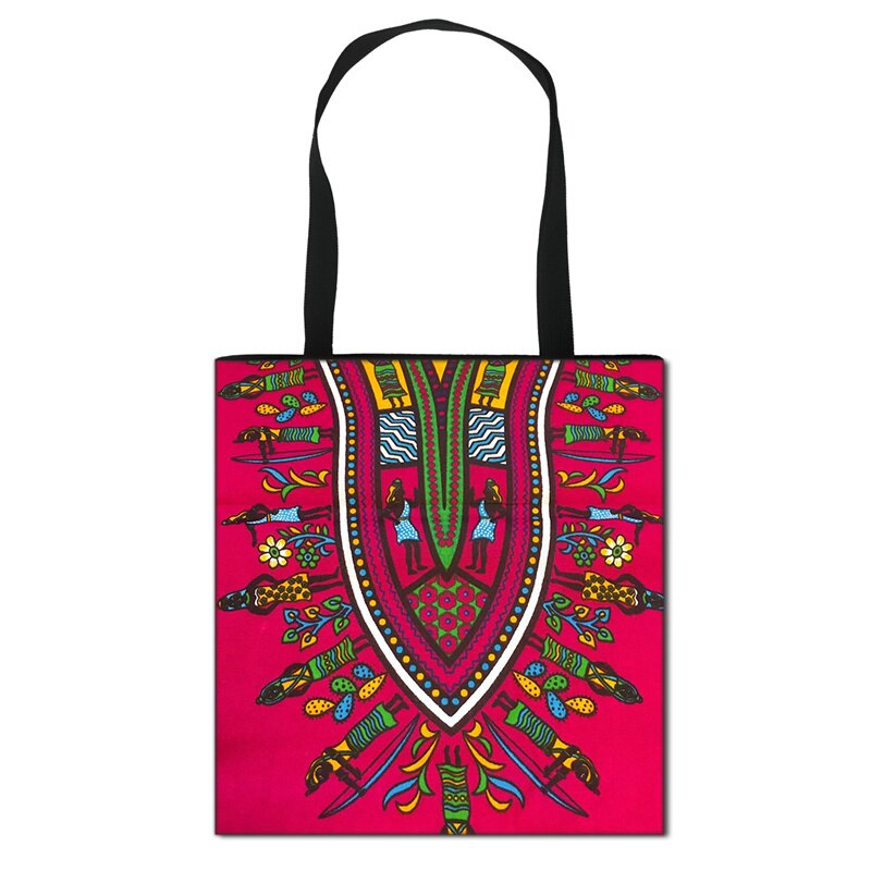 Women'S African Style Canvas Tote Traditional Printing Top-Handle Bag - Afro Fashion Hive