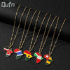 Men Women Snake Chain Africa Map Flag Pendant Necklace