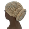 Women's Pleated Turban Cap with Padded Diamonds Design Elastic Headscarf