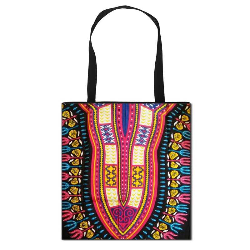 Women'S African Style Canvas Tote Traditional Printing Top-Handle Bag - Afro Fashion Hive