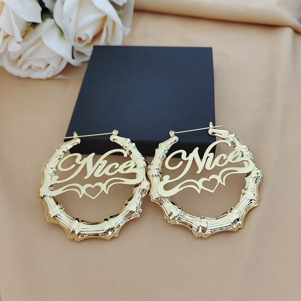 30Mm-100Mm Bamboo Style Earrings Customize Name Earrings Personality Earrings - Afro Fashion Hive