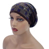 Women's Pleated Turban Cap with Padded Diamonds Design Elastic Headscarf