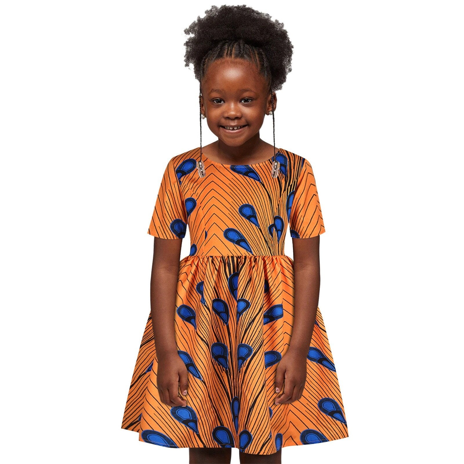 Girl Ankara Princess African Dashiki Traditional Style Short Sleeve Dress - Afro Fashion Hive