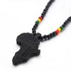 Tribal Ethnic African Motherland Map Wooden Beads Pendant Necklace