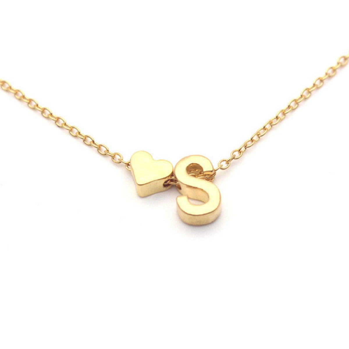 Tiny Dainty Heart Initial Personalized Letter Alloy Necklace - Afro Fashion Hive