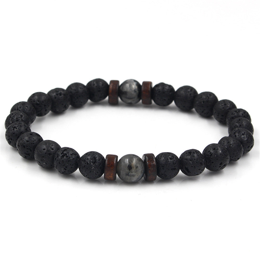 Moonstone Bead Tibetan Buddha Natural Flashing Volcanic Stone Black Bracelet - Afro Fashion Hive