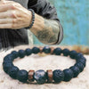 Moonstone Bead Tibetan Buddha Natural Flashing Volcanic Stone Black Bracelet - Afro Fashion Hive