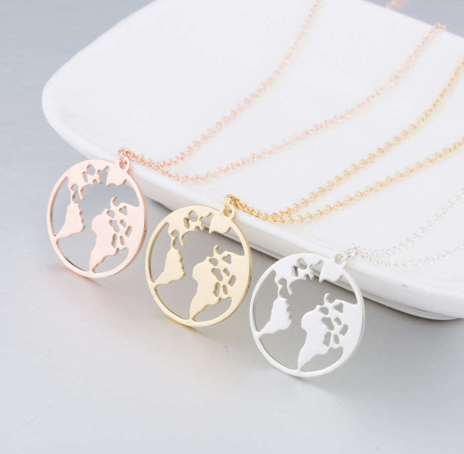 Women Global Pendant High Quality Your World Map Necklace - Afro Fashion Hive