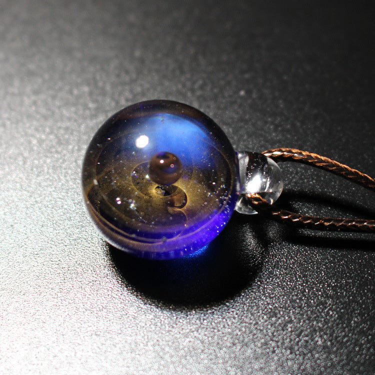 Men and Women Couples Confession Dream Starry Sky Glass Ball Cosmic Glass Pendant Necklace - Afro Fashion Hive