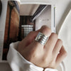 Letter Wide Silver Self-Pleasing Vintage Glossy Wide Open Female Ring - Afro Fashion Hive