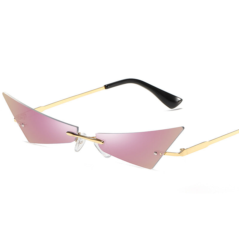 Men And Women Cat Eye Frameless Street Beat Sunglasses - Afro Fashion Hive