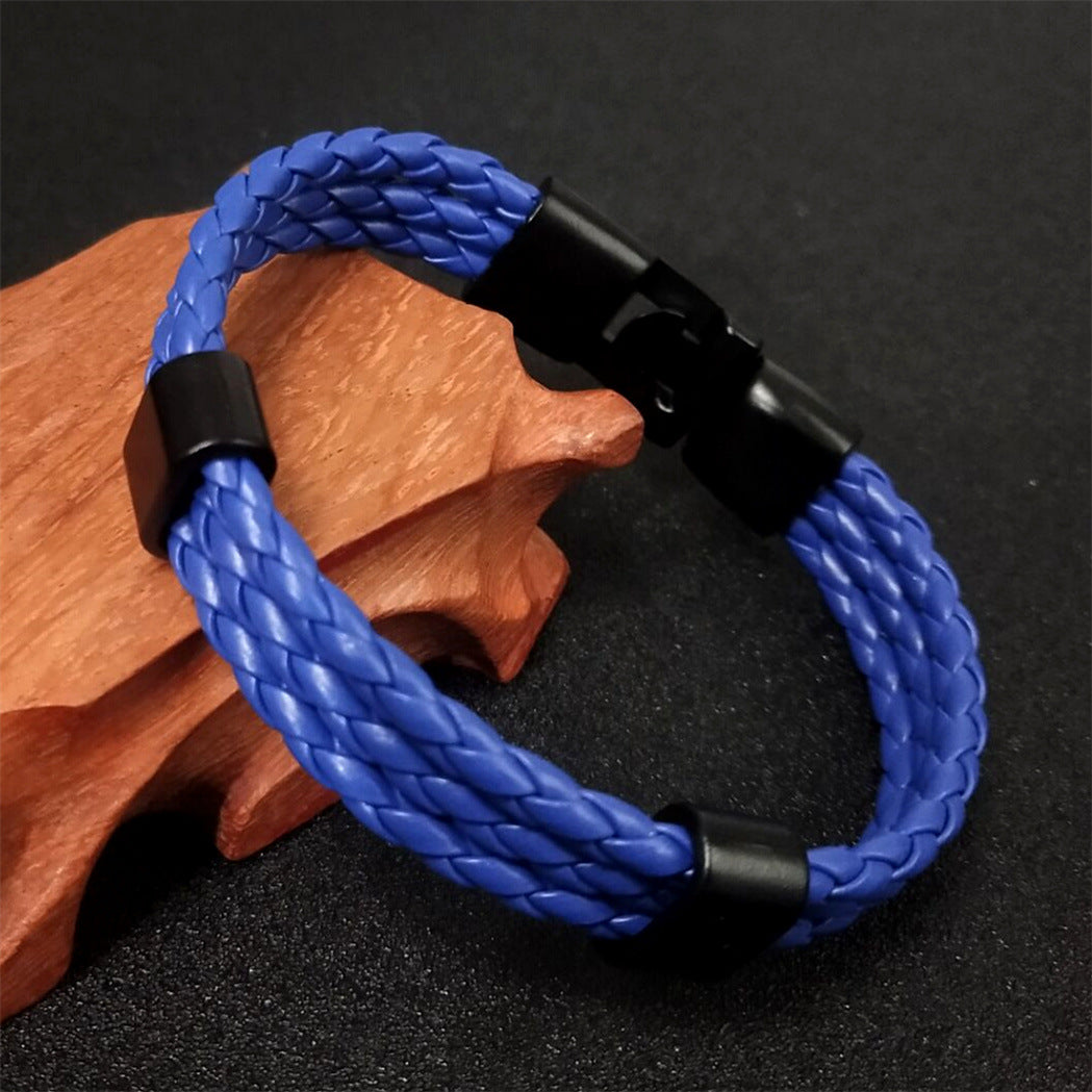 Triple Layers Braid Leather Anchor Charm Bracelets Bangles For Women Men - Afro Fashion Hive