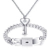 Stainless Steel Love Heart Lock Bracelets Bangles Key Pendant Necklace Couples Set - Afro Fashion Hive