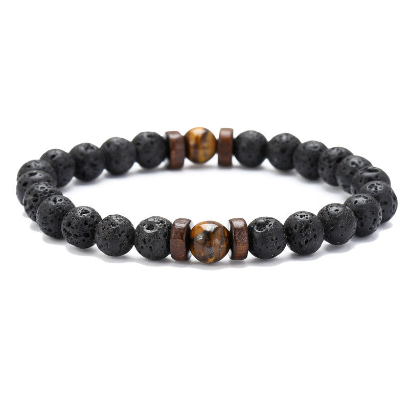 Moonstone Bead Tibetan Buddha Natural Flashing Volcanic Stone Black Bracelet - Afro Fashion Hive