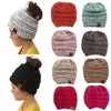 Women'S Winter Beanie Thick Ponytail Messy Bun Slouchy Snow Knit Wool Hat - Afro Fashion Hive