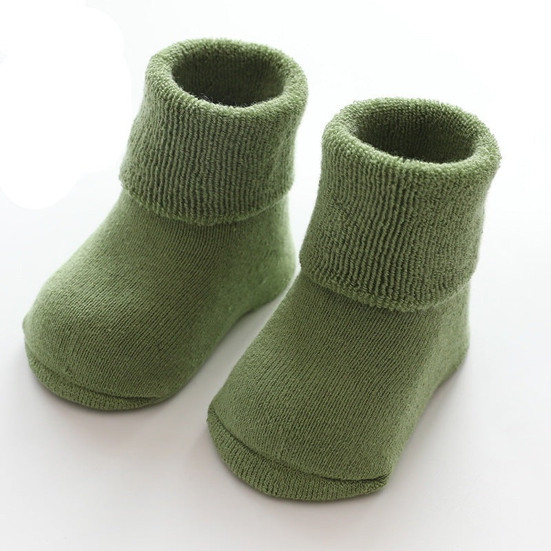 Children's Solid Color Combed Cotton Terry Baby Thickened Warm Socks - Afro Fashion Hive