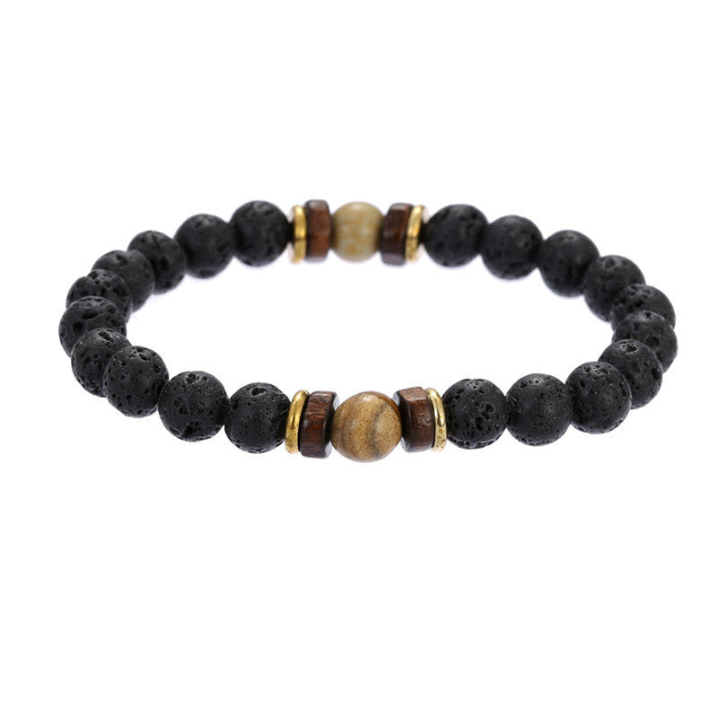 Moonstone Bead Tibetan Buddha Natural Flashing Volcanic Stone Black Bracelet - Afro Fashion Hive