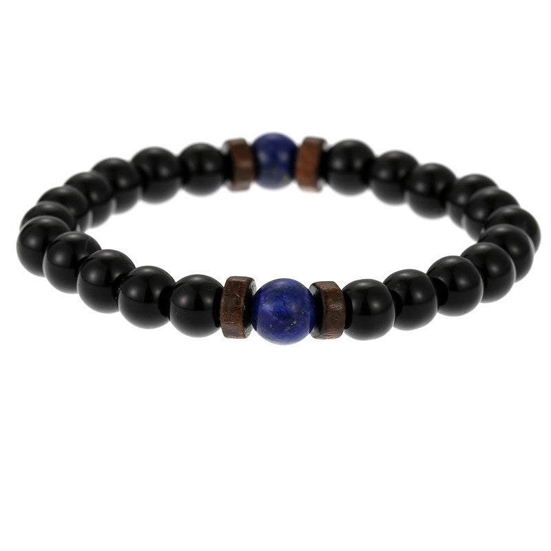 Moonstone Bead Tibetan Buddha Natural Flashing Volcanic Stone Black Bracelet - Afro Fashion Hive