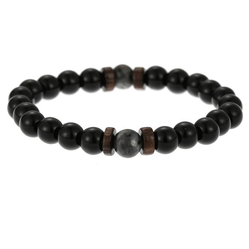 Moonstone Bead Tibetan Buddha Natural Flashing Volcanic Stone Black Bracelet - Afro Fashion Hive