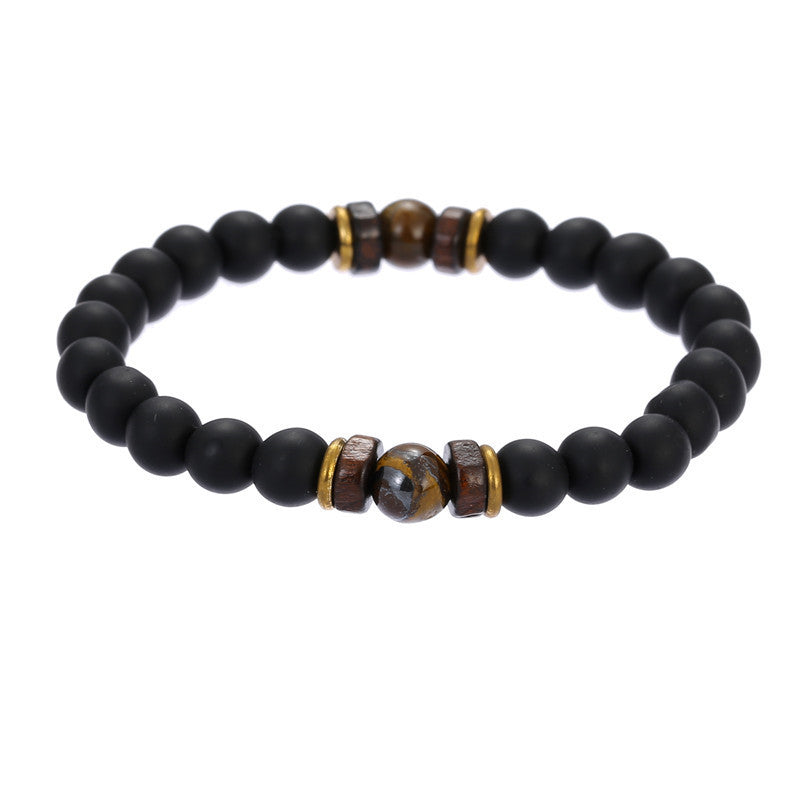 Moonstone Bead Tibetan Buddha Natural Flashing Volcanic Stone Black Bracelet - Afro Fashion Hive