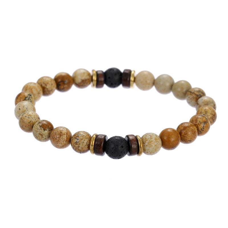 Moonstone Bead Tibetan Buddha Natural Flashing Volcanic Stone Black Bracelet - Afro Fashion Hive